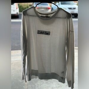 Calvin Klein White Logo Long Sleeve crew neck